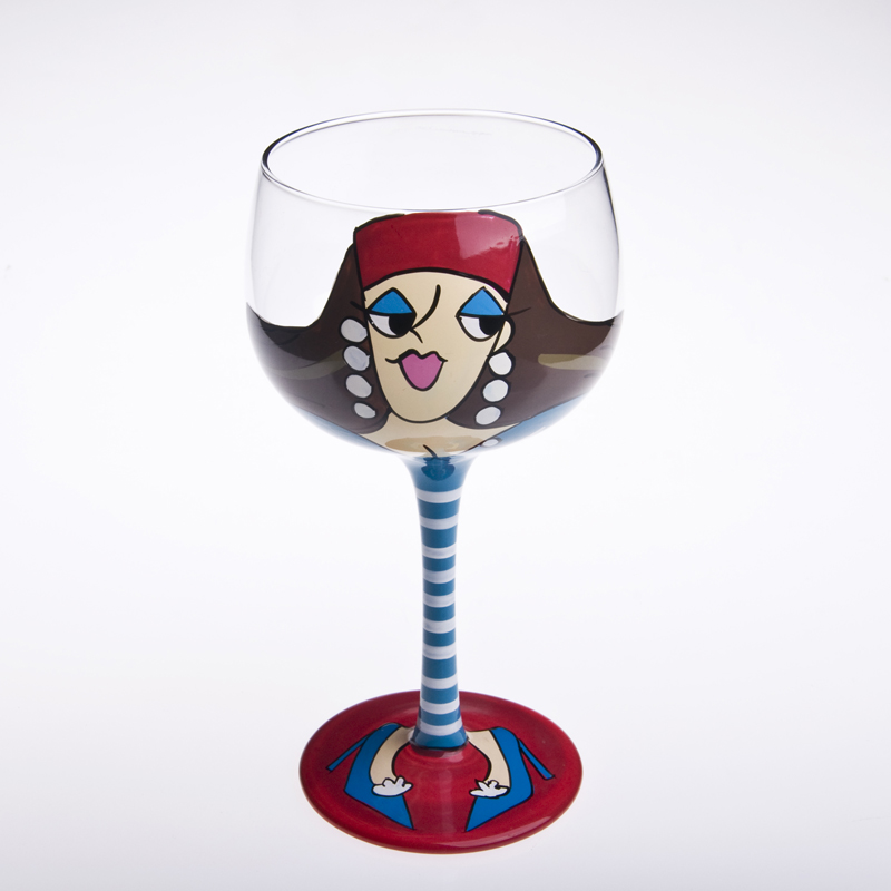 menina pintada de vidro martini vermelho