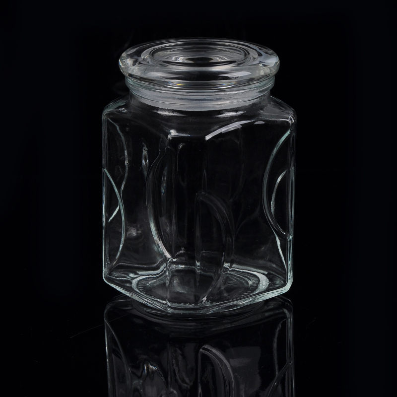 pot de stockage en verre avec couvercle en acier inoxydable
