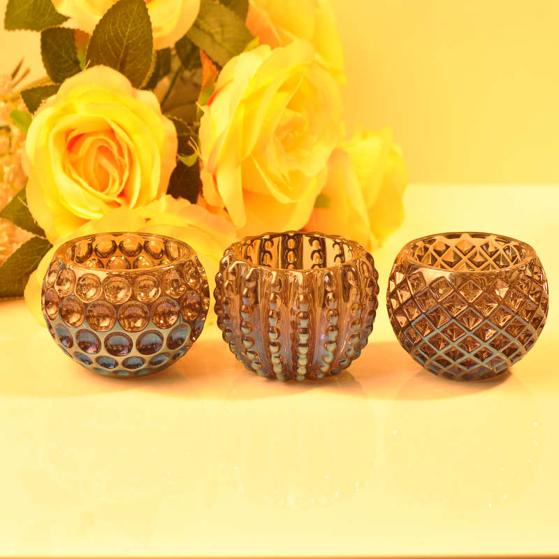 glass woven pattern candle holders