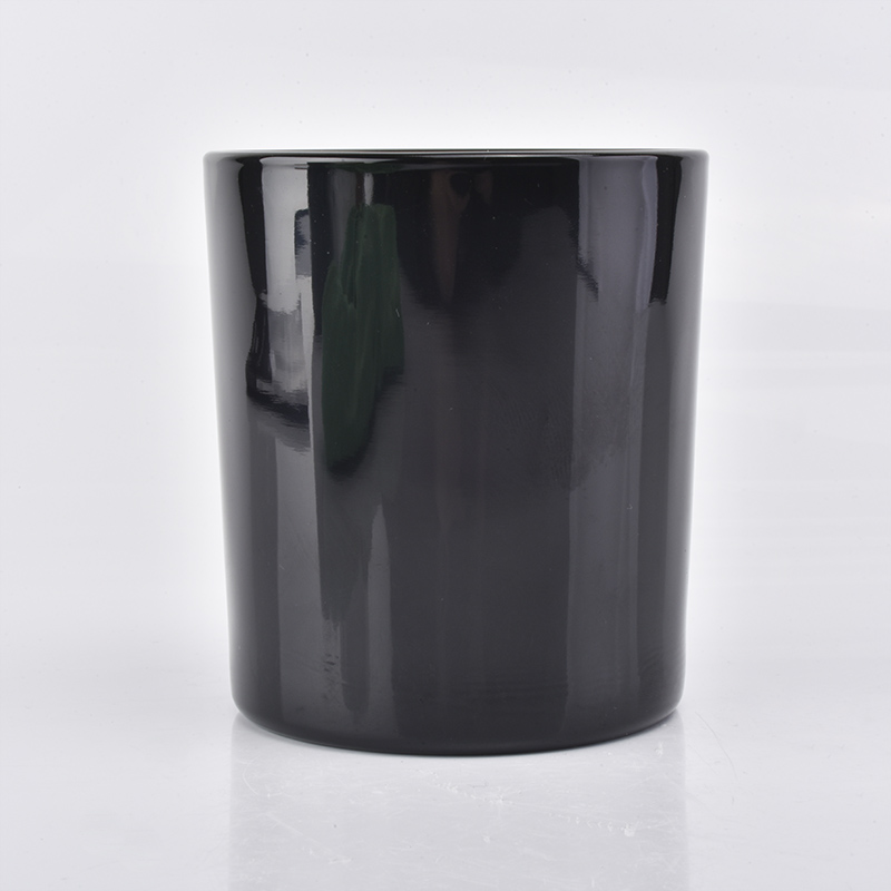 recipiente de vidro preto brilhante para fazer velas