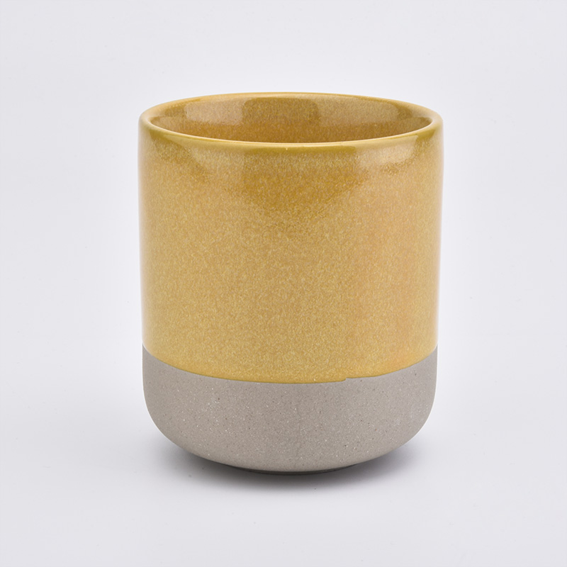 tarro de vela de cerámica esmaltada en oro de 12 oz