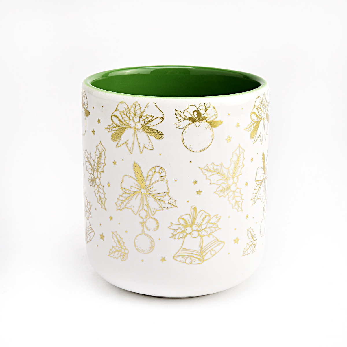 Golden Pattern Ceramic Candle Vessel pour Noël