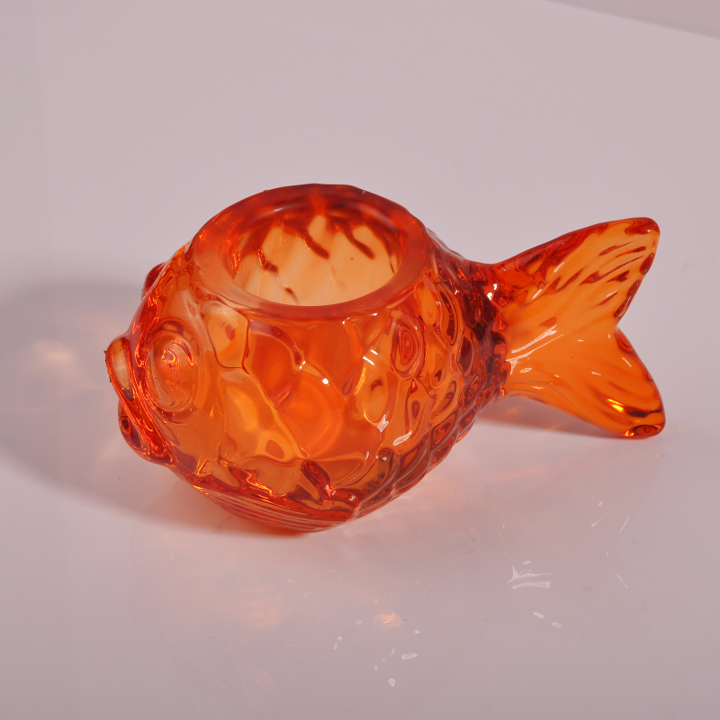 金魚形​​状ガラスティーライトホルダー