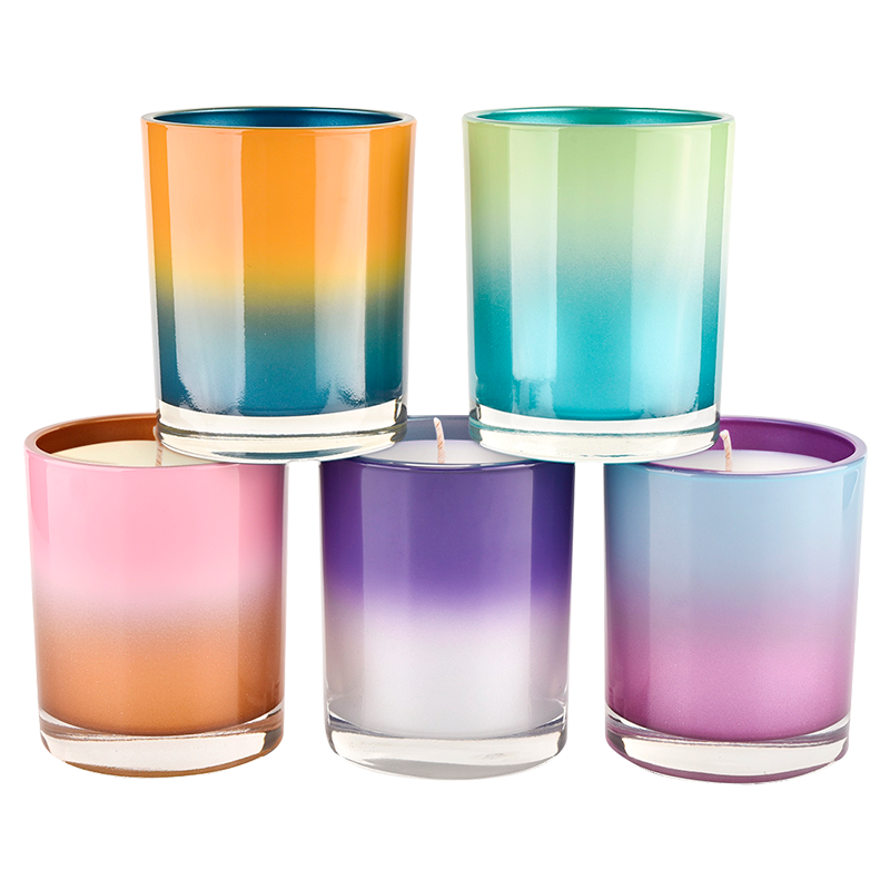 渐变的彩色装饰10盎司玻璃蜡烛容器