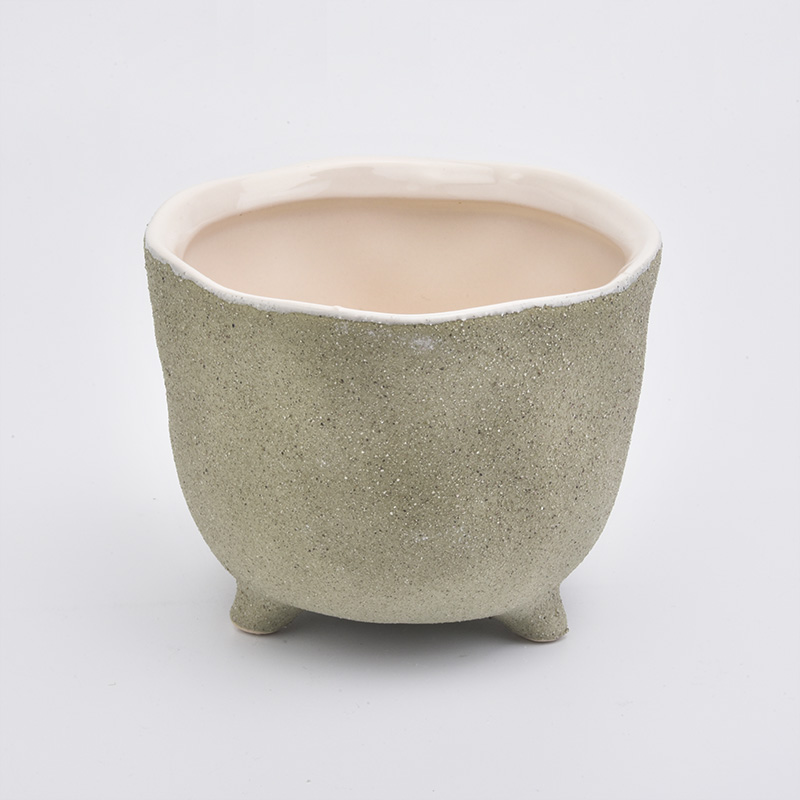vaso in ceramica verde opaco con piede 840 ml