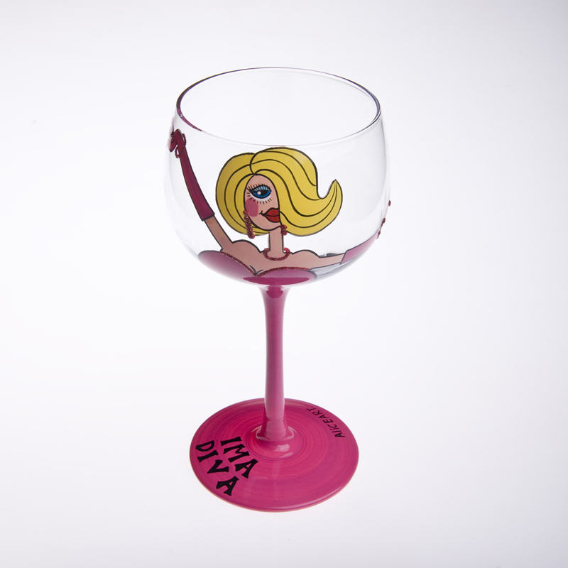 hand painted red martini glass