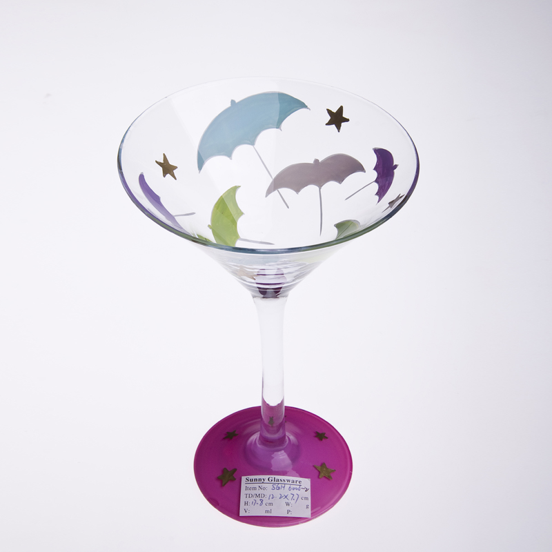 ręcznie malowane szkło martini parasol