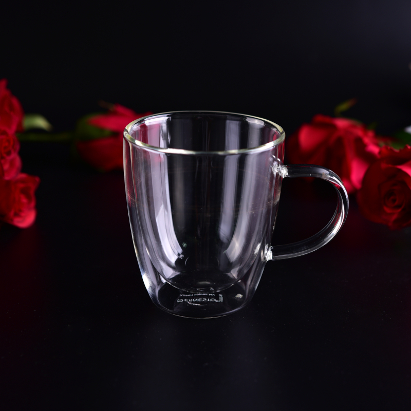 Griff 10oz Doppelwand-Borosilikat Glas Tasse Wasserglas