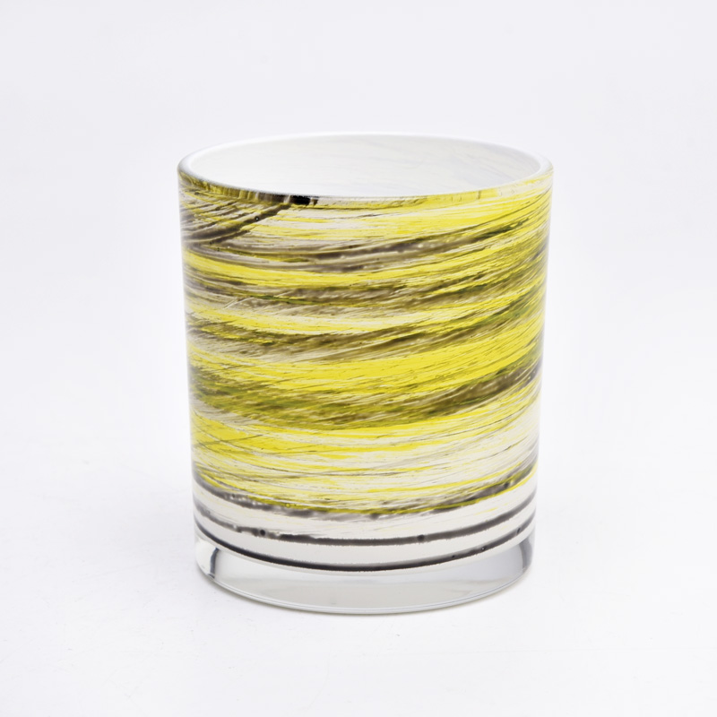 Jarco de vela de vidrio colorido de 10 oz hecho a mano para decoración del hogar al por mayor