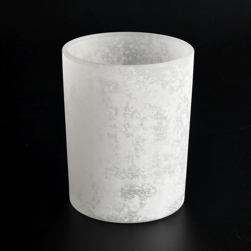 pot à la main à la main en verre blanc givré en verre décoratif en verre de bougie en verre