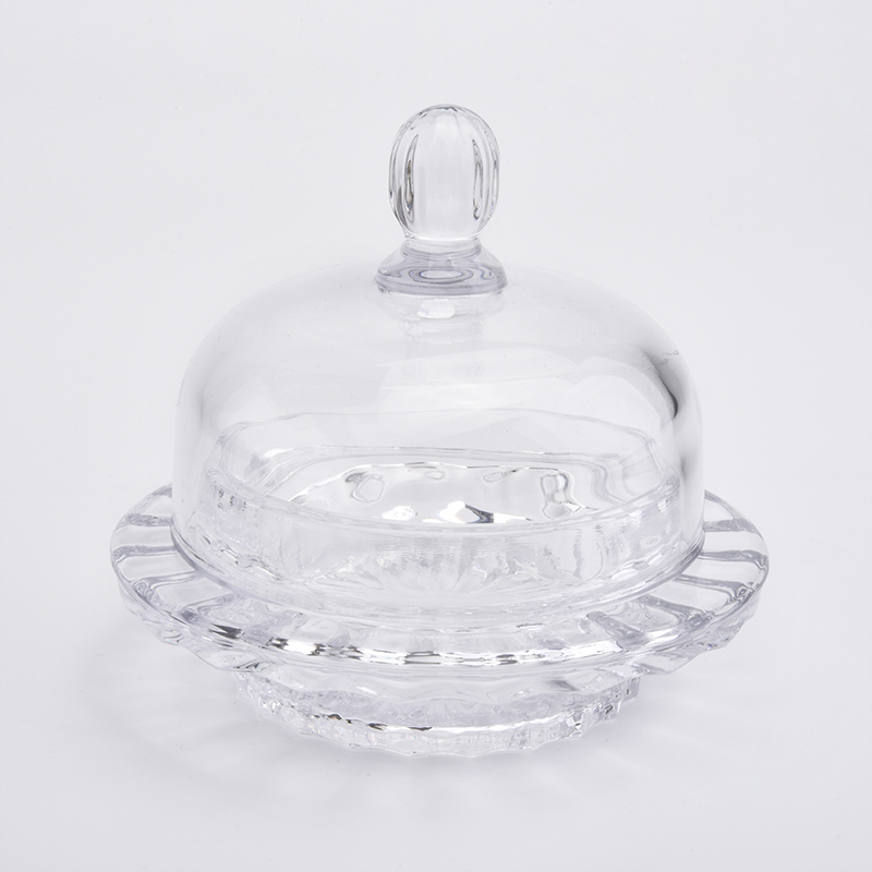tarro de vela de vidrio transparente de alta calidad con tapa de vidrio