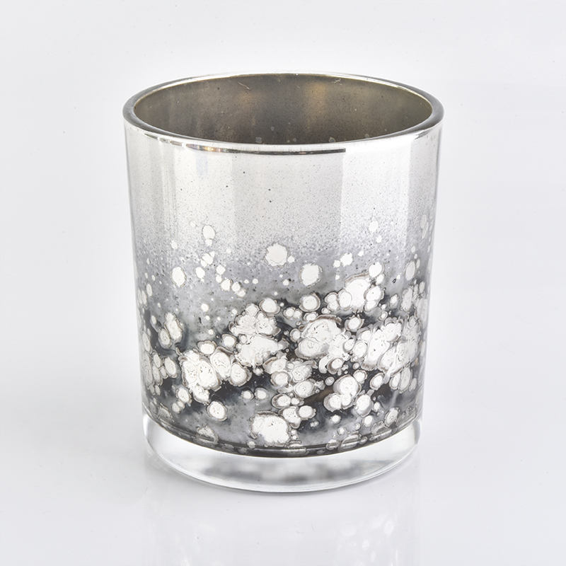 vaso di candela in vetro argentato anticato