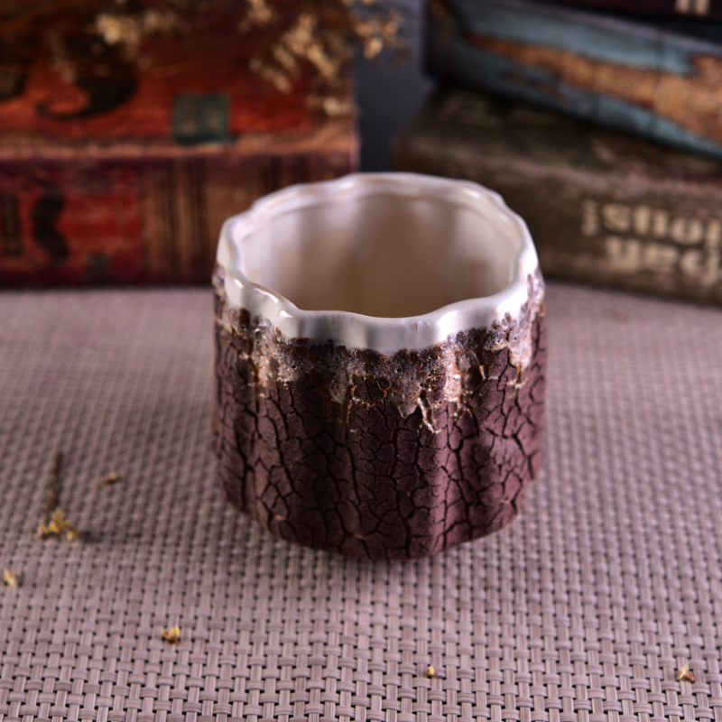 树皮纹陶瓷烛罐