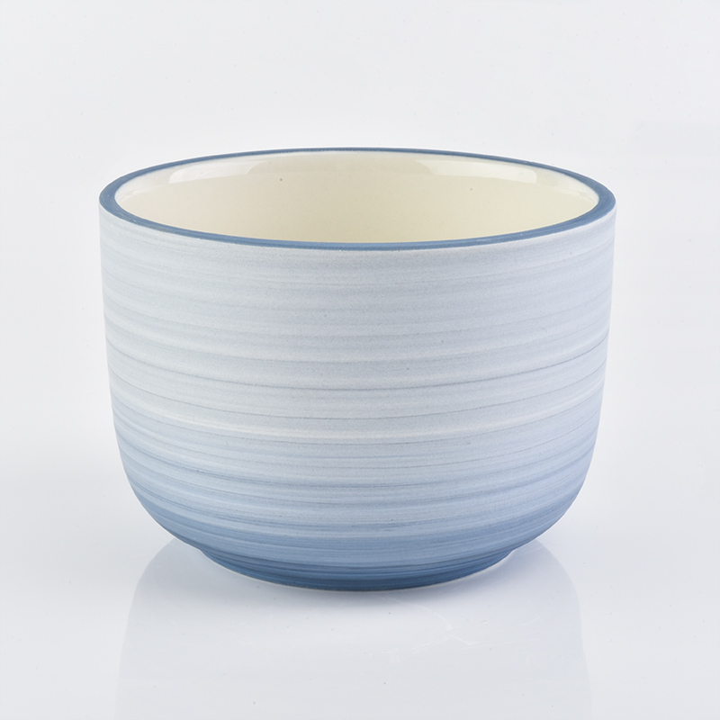 barattolo di candela blu in ceramica di cera di soia per la casa
