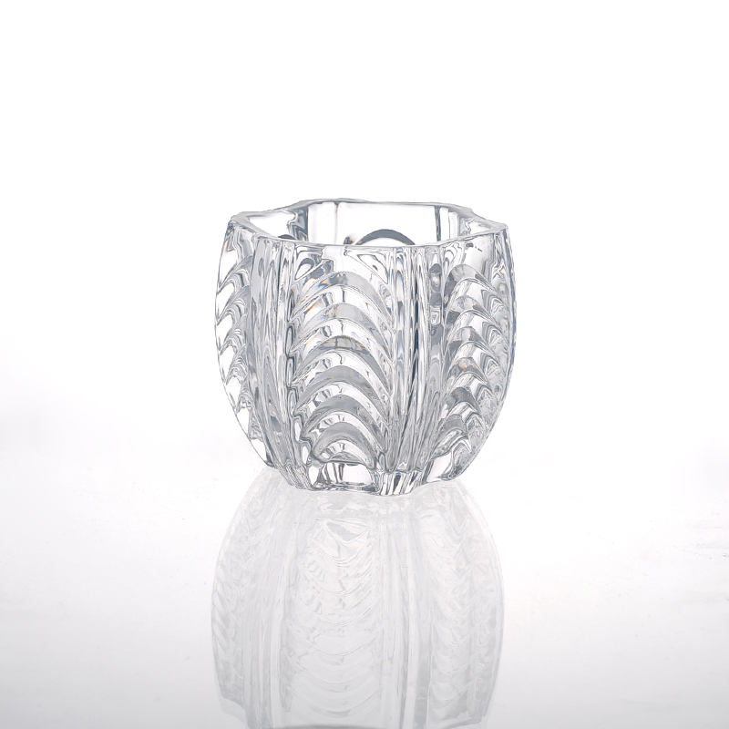 Decoración casera customed realzado vidrio cristal vela jarra