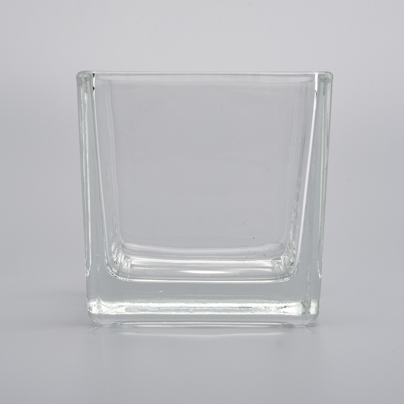 home decor empty square glass candle jars