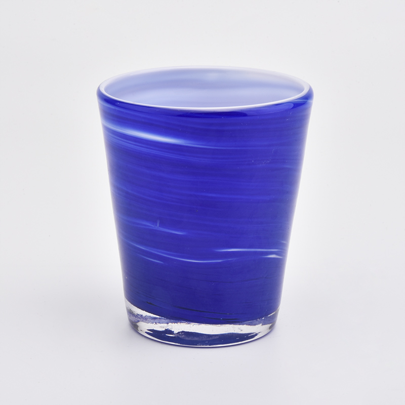 frascos de vidro azul da vela da decoração home luxuosa