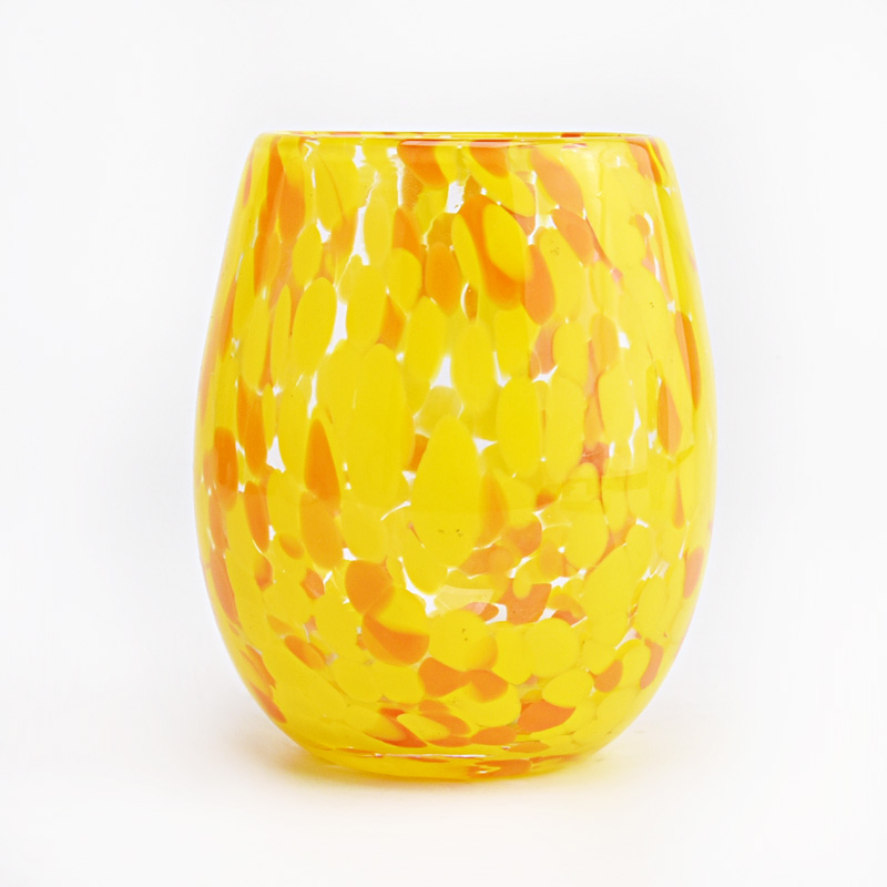 home decor spotted glass candle jars yellow glass candle vessels
