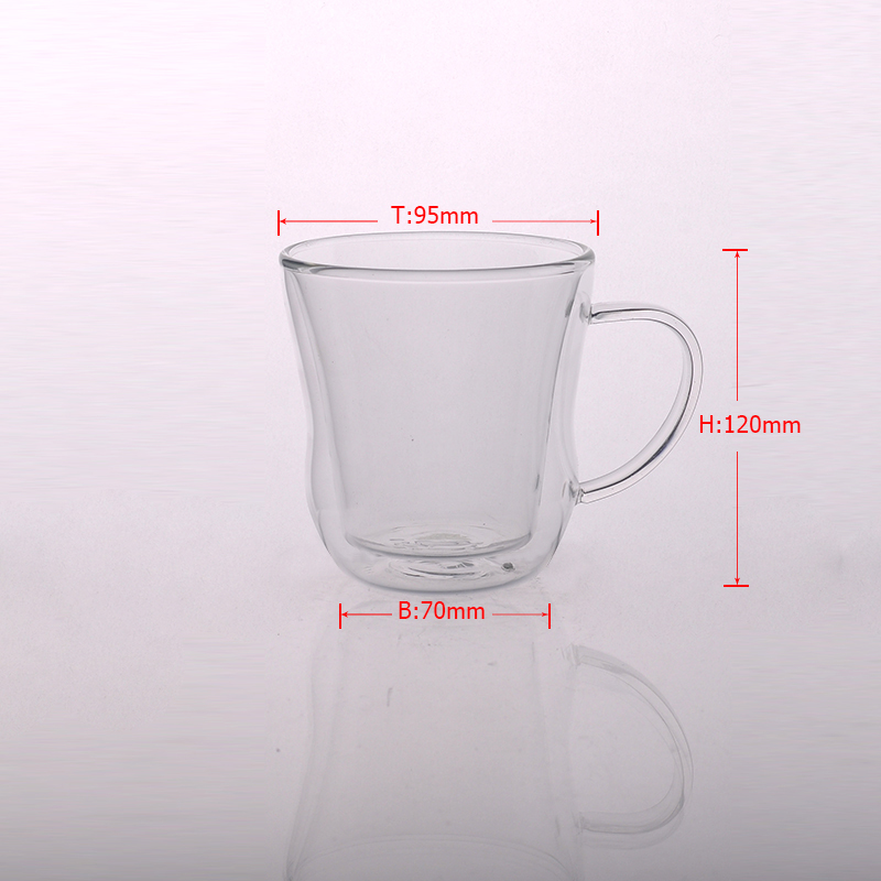 venta caliente de vidrio taza de café clara de doble pared