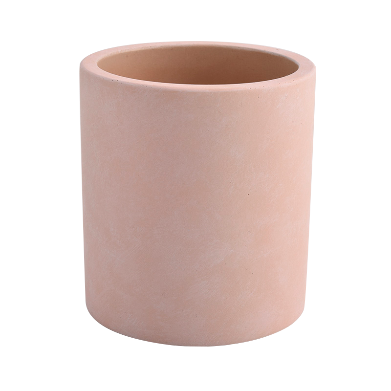 hot sales pink cement candle container