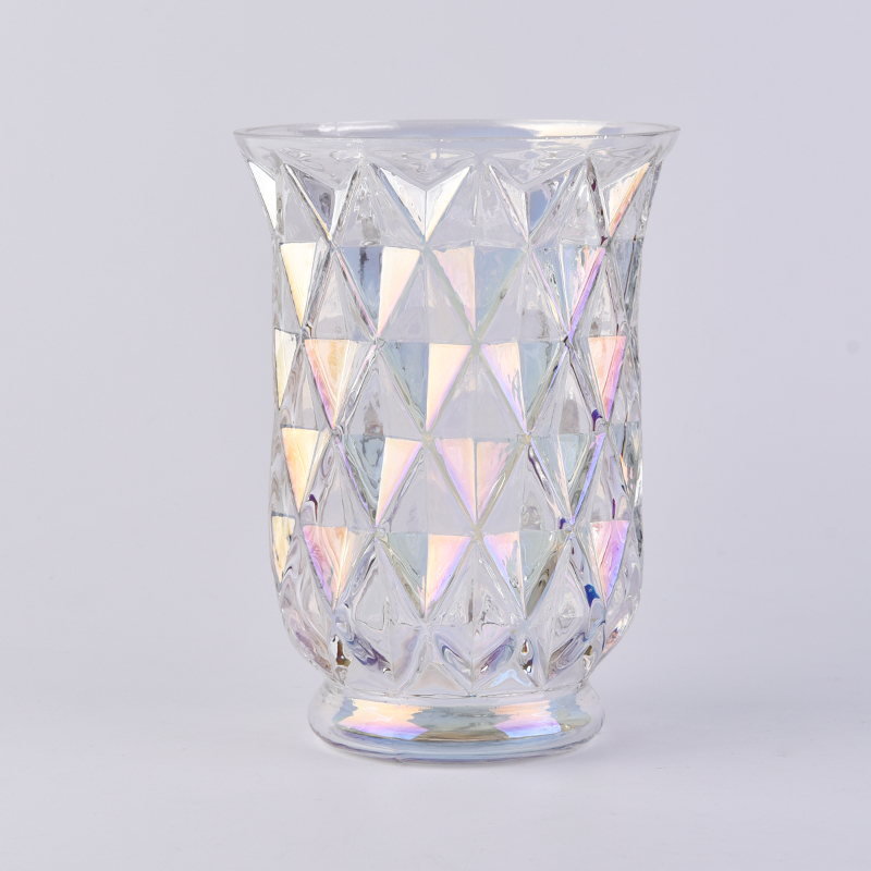 iridescence diamond  glass candle jar