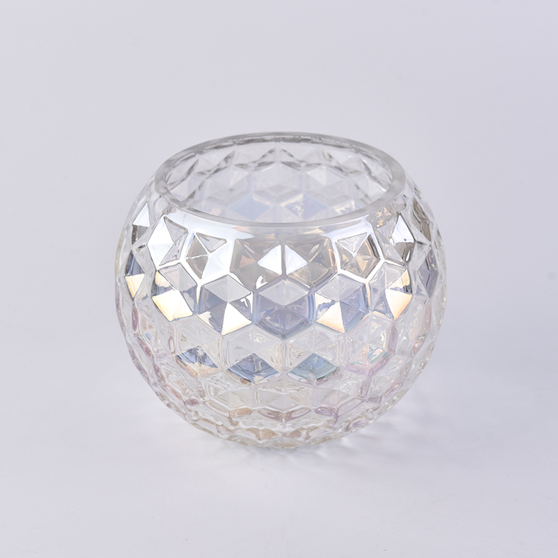 barattoli di vetro iridescente 24 once a taglio di diamante con rivestimento ionico