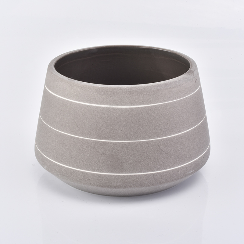 Vela cerámica grande contenedor color gris