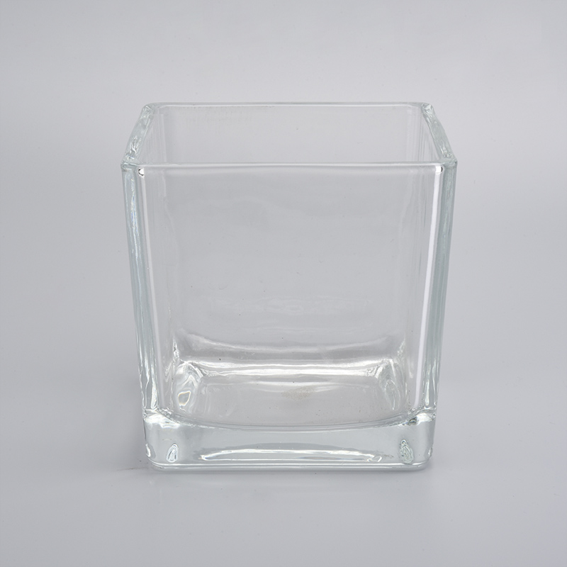 großer quadratischer Glaskerzenhalter aus Glas