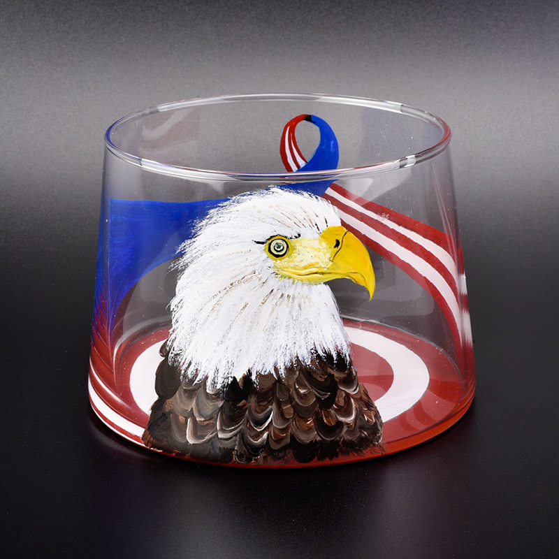 large hand painted eagle picture glass candle jars