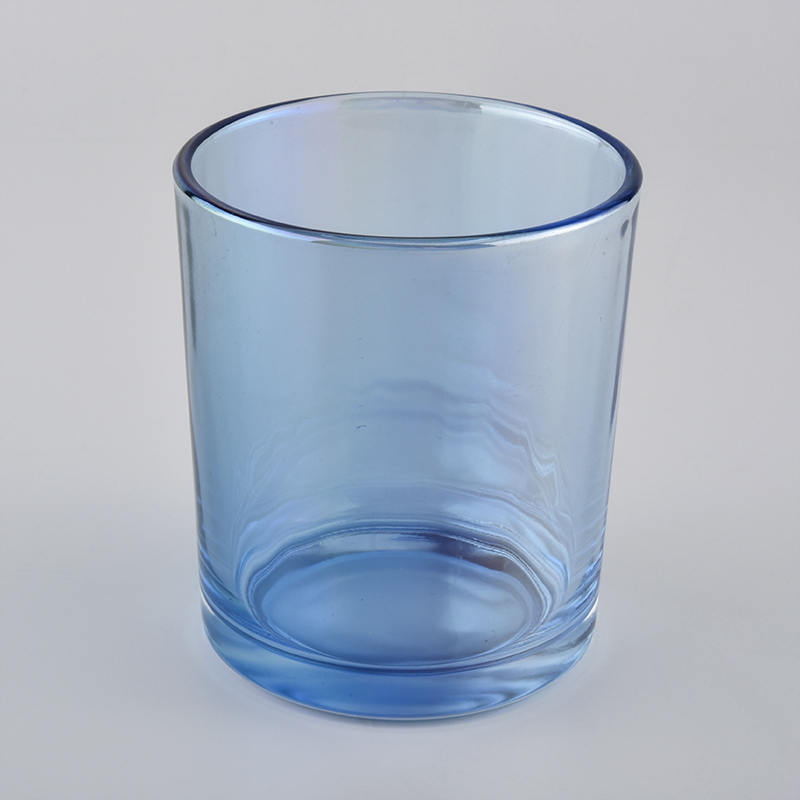 frascos de vela de vidro iridescente azul claro atacado
