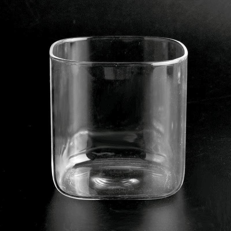 Leichtes Gewicht Borosilikat Glaskerzenhalter Quadratkerkerglas