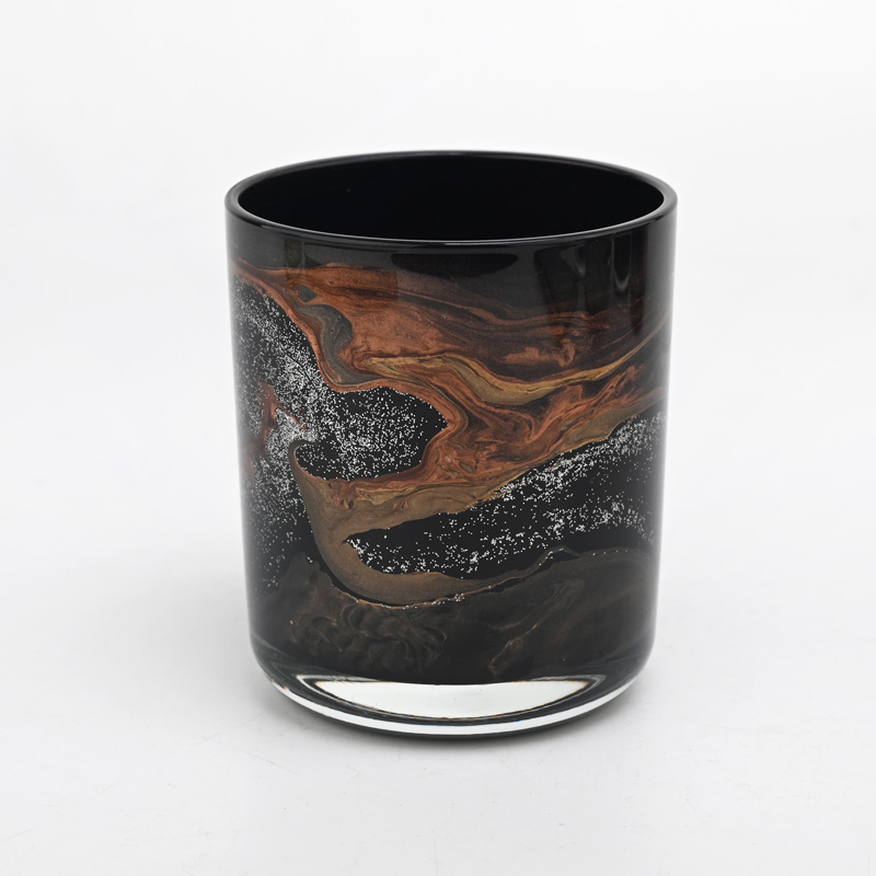 Luxus schwarzes Glaskerzengefäß mit rundem unteren 10 Unzen Glasglas