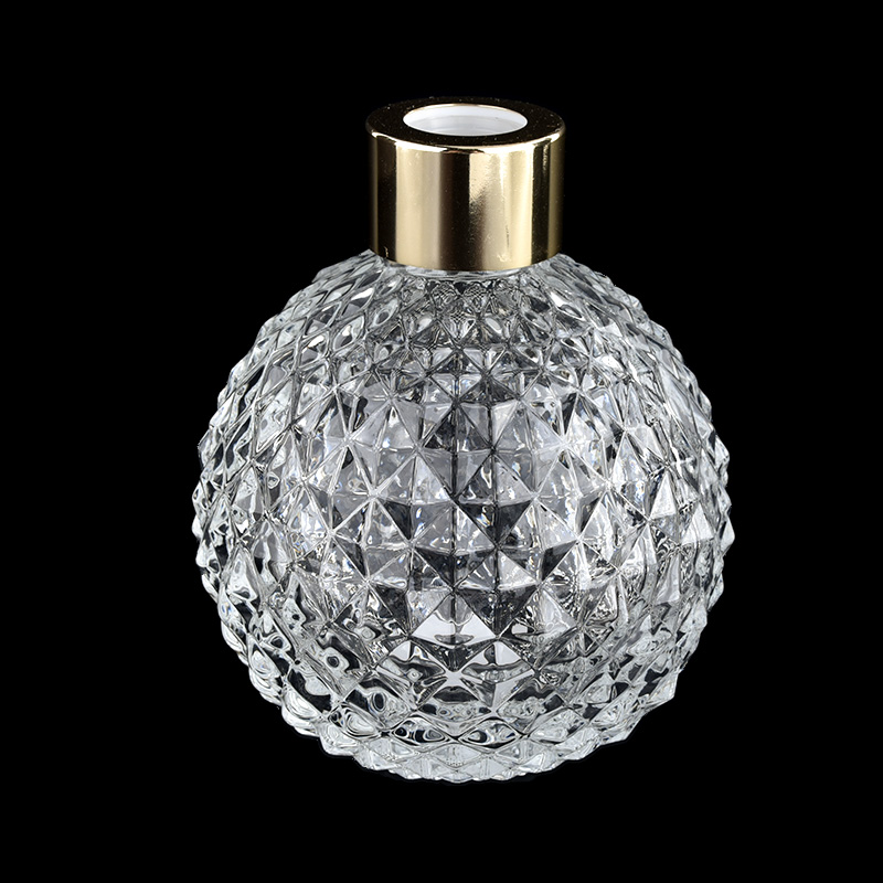 Botella de vidrio difusor de caña de diamantes de lujo con tapa del hogar Fragancia