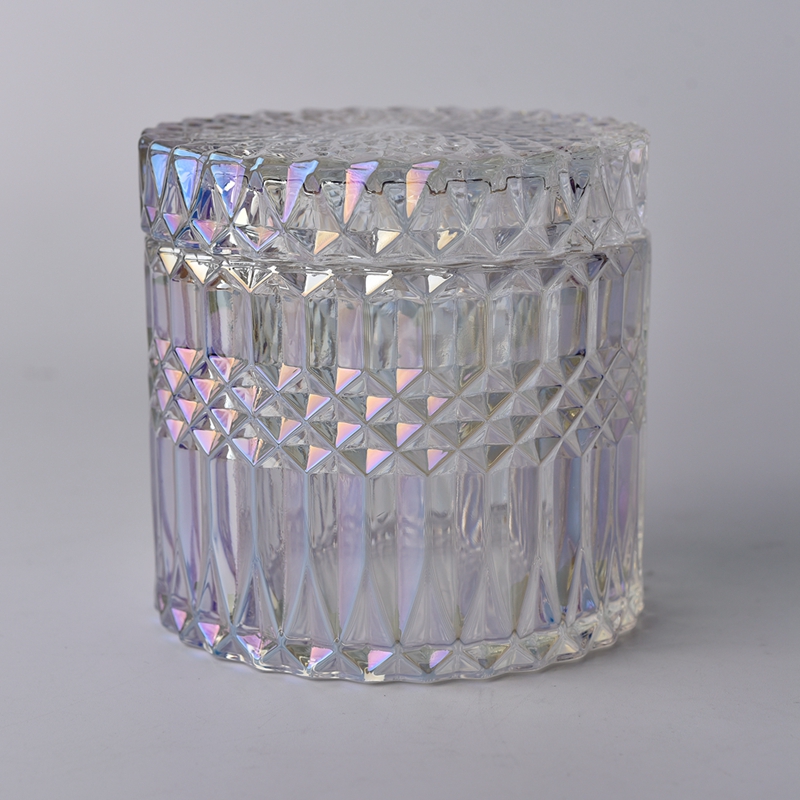 jarra de vela de vidro de luxo com tampa de vela de vidro