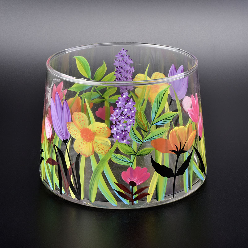 luxury hand painted glass candle holders