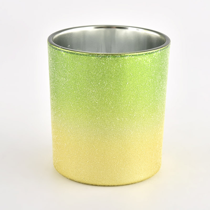 luxury ombre style color with metal effect inside glass candle jar supplier