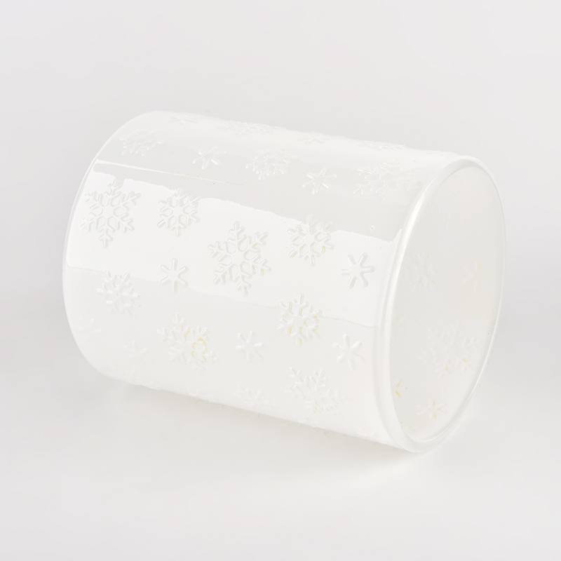 jarra de vela de vidro branco de luxo com logotipo de estoque para decoração em casa