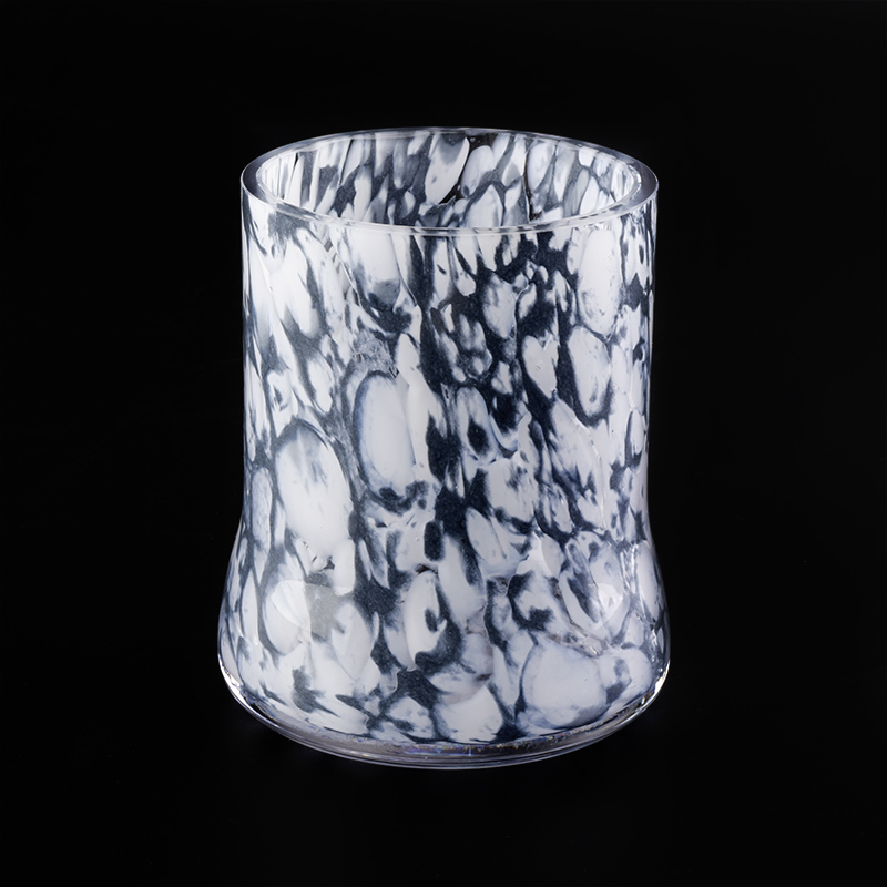 Kerzenhalter aus dunkelgrauem Glas mit Marmor-Finish