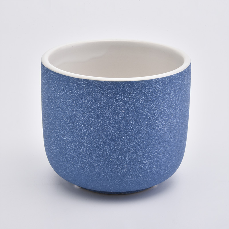 matte blue ceramic candle holders with round bottom