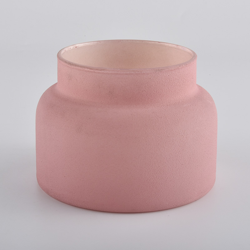 recipiente para velas de vidrio de color rosa mate