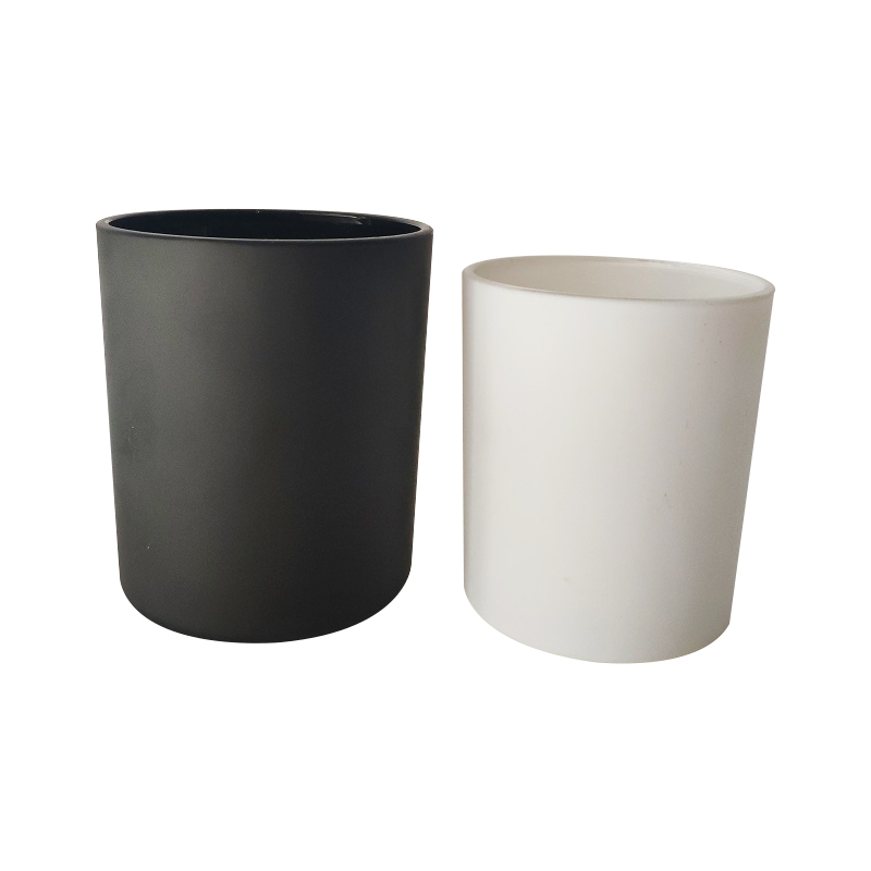 matte white and matte black glass candle vessels