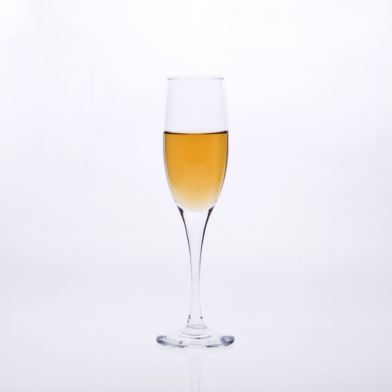 mouth blown clear champagne glasses
