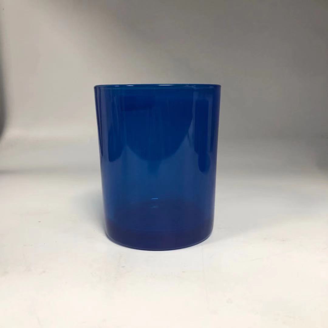 جرة شمعة زجاجية باللون الأزرق الداكن 22 أونصة