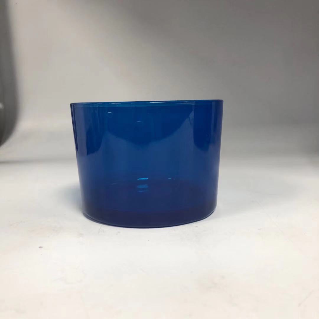 pot de bougie en verre décoratif bleu marine
