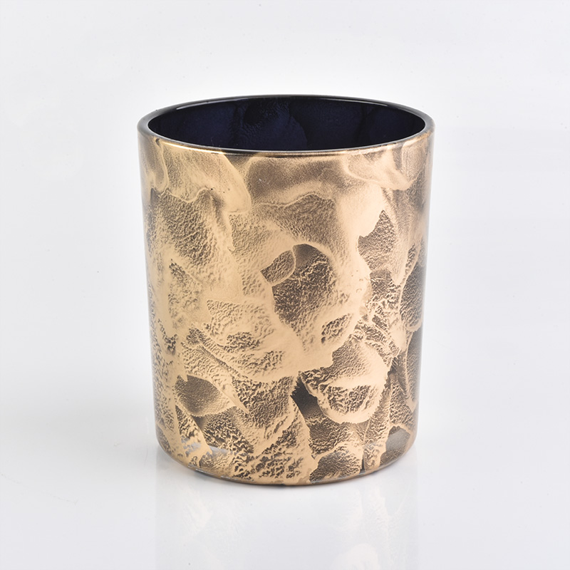 new golden leopard print decorated glass candle holders