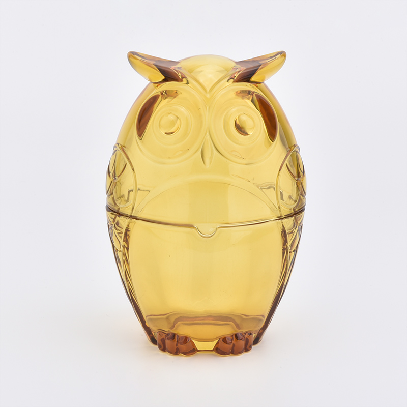 猫头鹰形状500毫升玻璃蜡烛罐