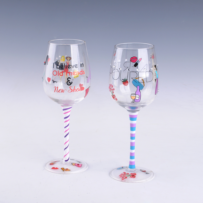 painted margarita glass with 225mm