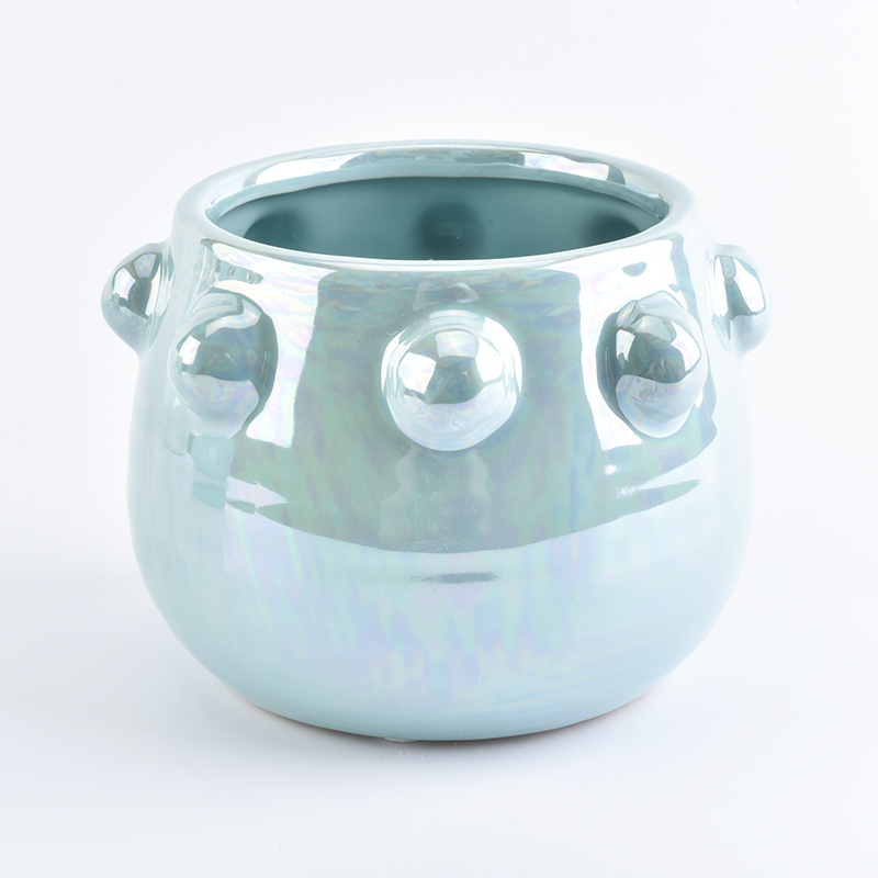 perla vidriado vela de cerámica decorativa tarro