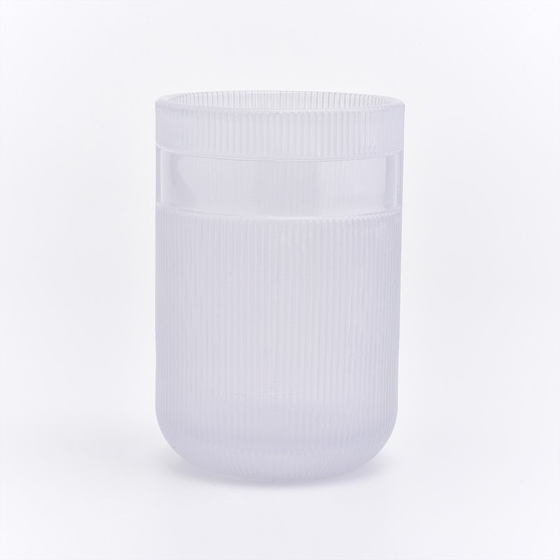 pearl white glass jar with lid for candles
