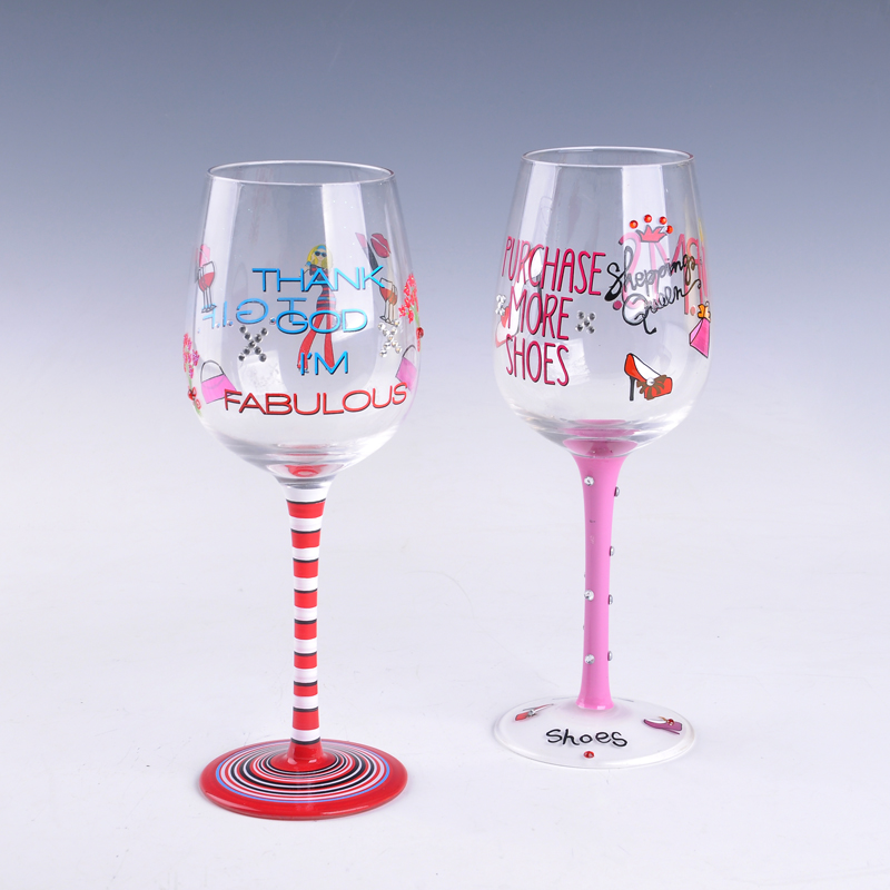 pink painted martini glass